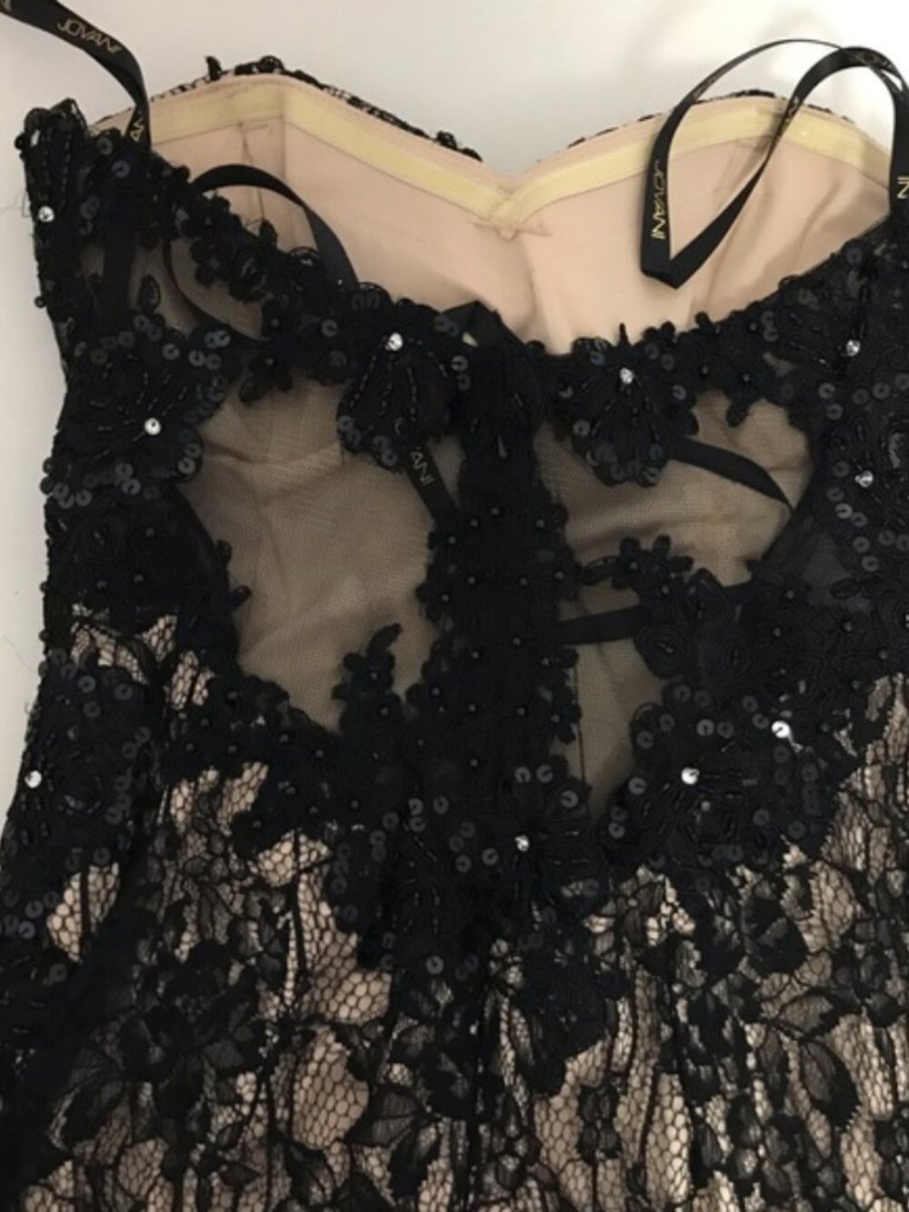 JVN BY JOVANI LACE STRAPLESS SEMI-FORMAL DRESS - Picture 7 of 8